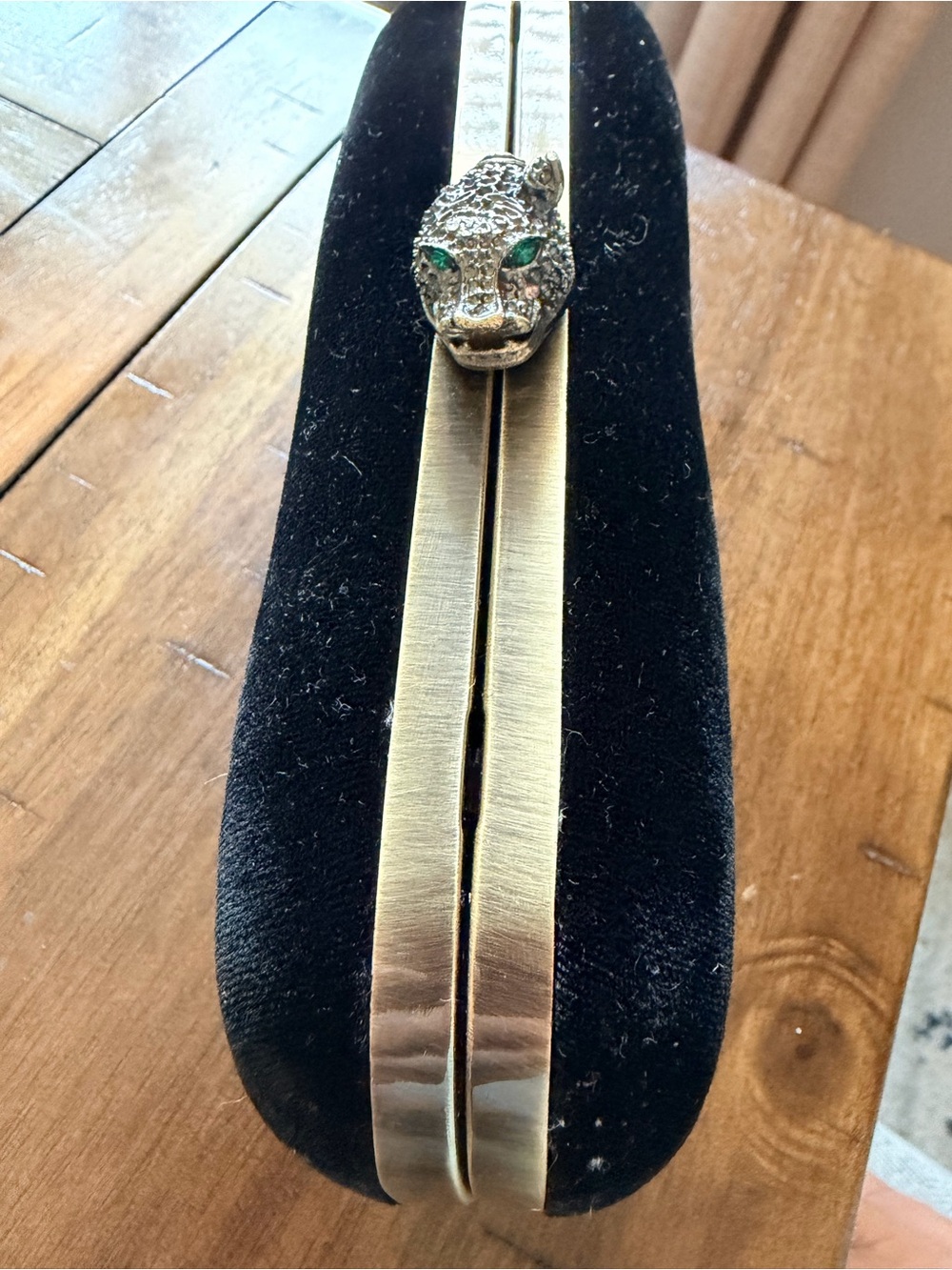 House of Harlow 1960 Silver-Tone Cat Head Money Clip with Green Eyes